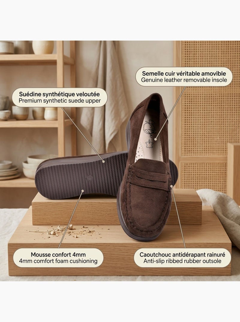 Mocassini Donna Penny Loafer Camoscio Comfort OZABI Marrone - Kiabi