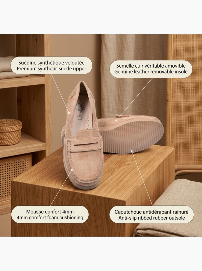 Mocassini Donna Penny Loafer Camoscio Comfort OZABI Tortora - Kiabi