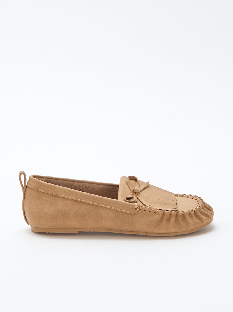 Mocassini in simil suede con frange Beige - Kiabi