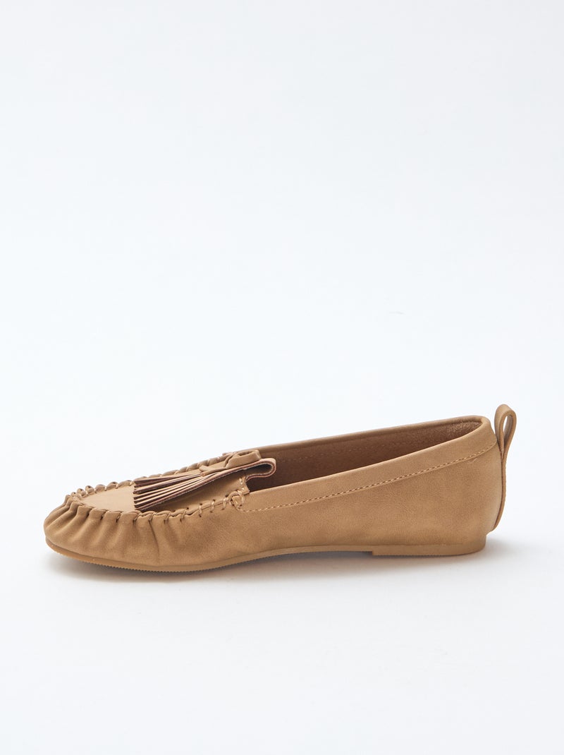 Mocassini in simil suede con frange Beige - Kiabi