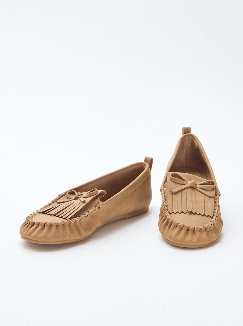 Mocassini in simil suede con frange Beige - Kiabi