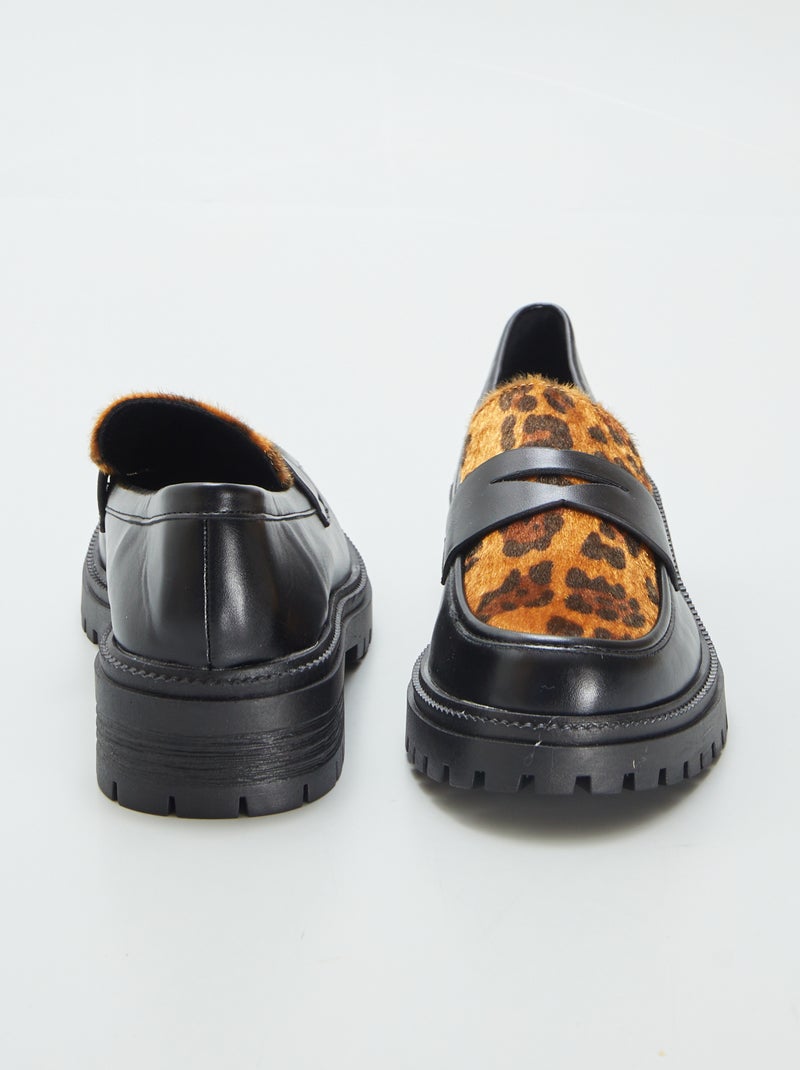 Mocassini in similpelle leopardati NERO - Kiabi