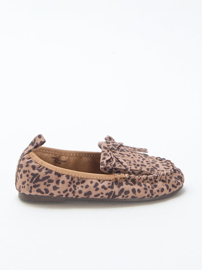 Mocassini leopardati in simil suede Marrone - Kiabi