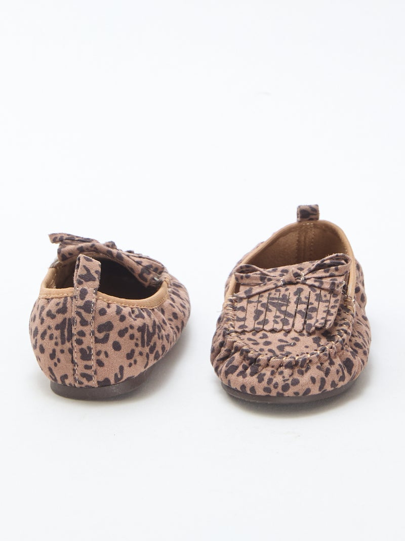 Mocassini leopardati in simil suede Marrone - Kiabi