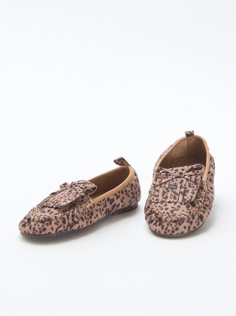 Mocassini leopardati in simil suede Marrone - Kiabi