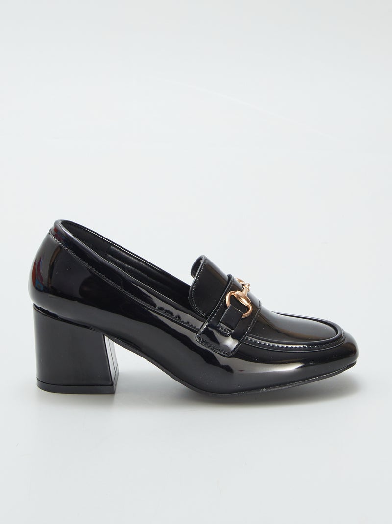 Mocassini lucidi con tacco NERO - Kiabi