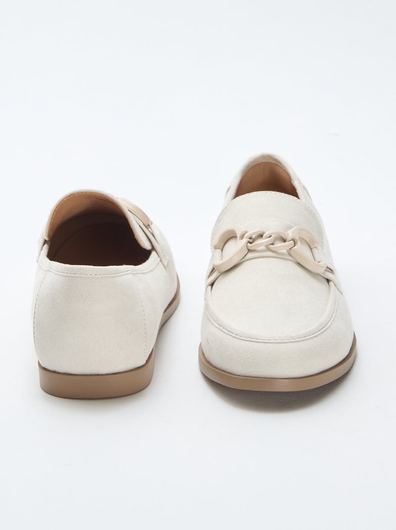 Mocassini tipo scamosciato con gioiello decorativo sulla parte superiore Beige - Kiabi