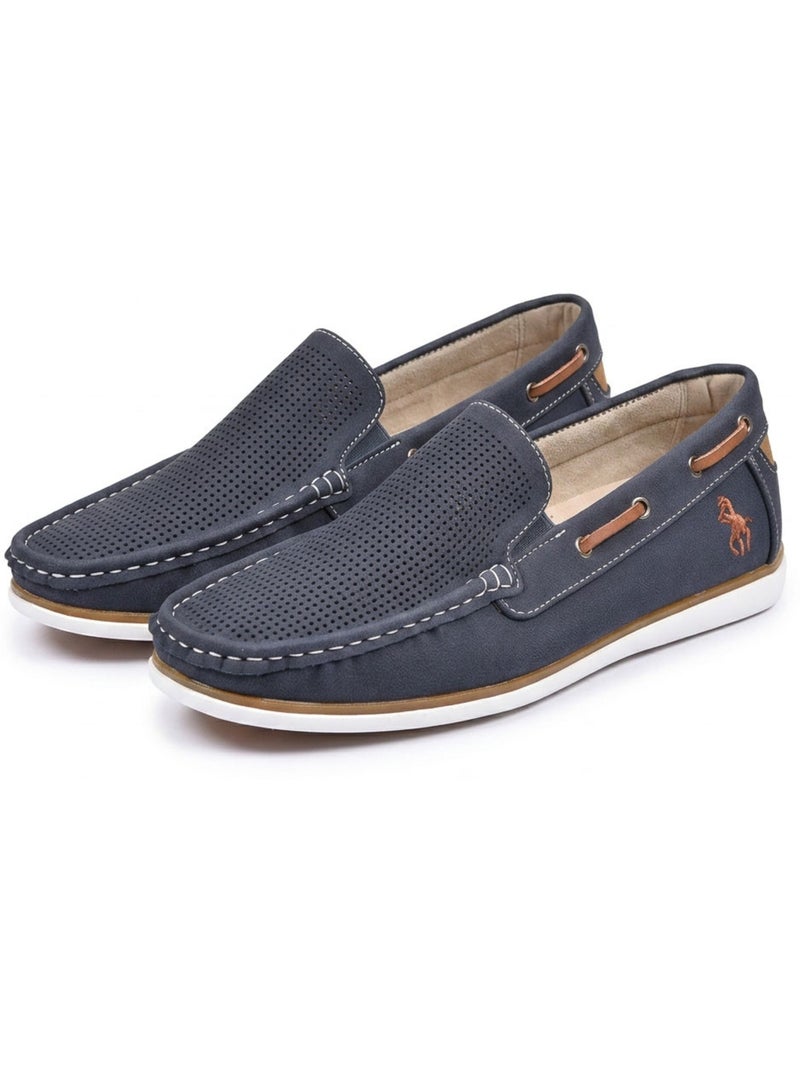 Mocassini uomo OZABI traspiranti perforati comfort estate Blu marino - Kiabi