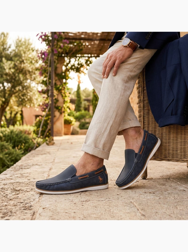 Mocassini uomo OZABI traspiranti perforati comfort estate Blu marino - Kiabi
