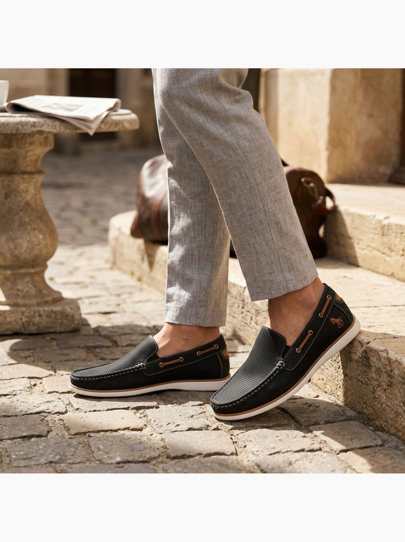 Mocassini uomo OZABI traspiranti perforati comfort estate Nero - Kiabi