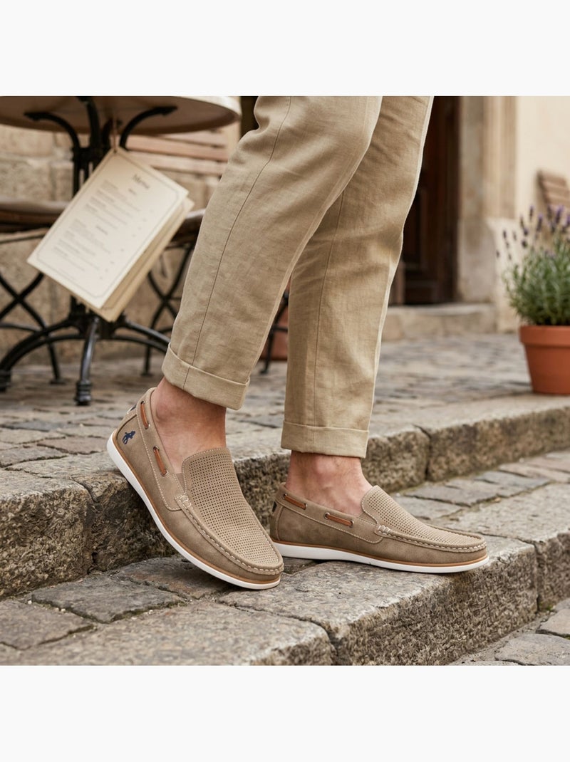 Mocassini uomo OZABI traspiranti perforati comfort estate Tortora - Kiabi