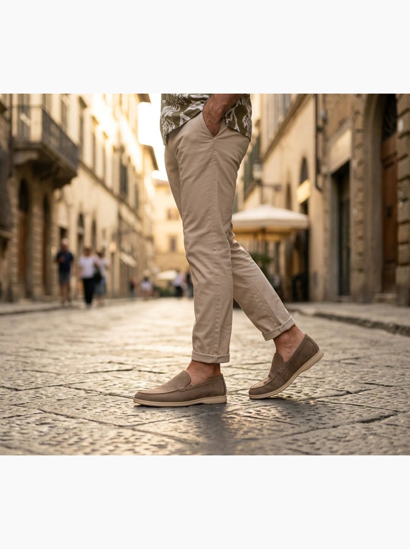 Mocassini Uomo Premium Camoscio Slip-On OZABI Tortora - Kiabi
