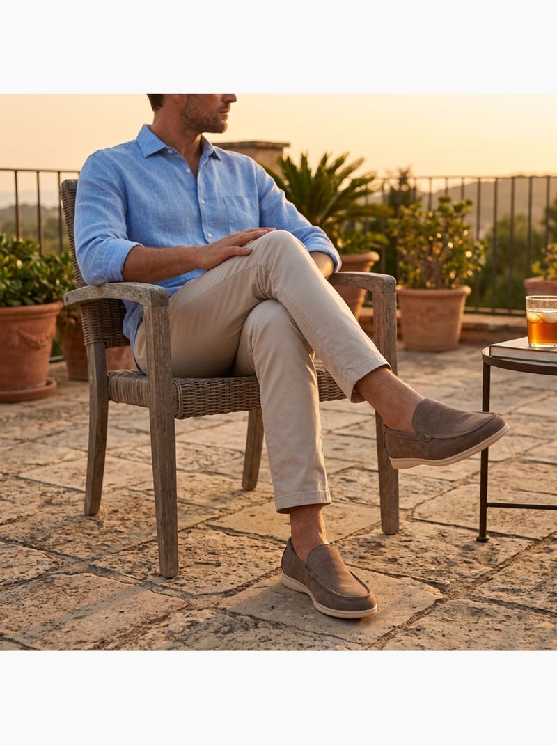 Mocassini Uomo Premium Camoscio Slip-On OZABI Tortora - Kiabi