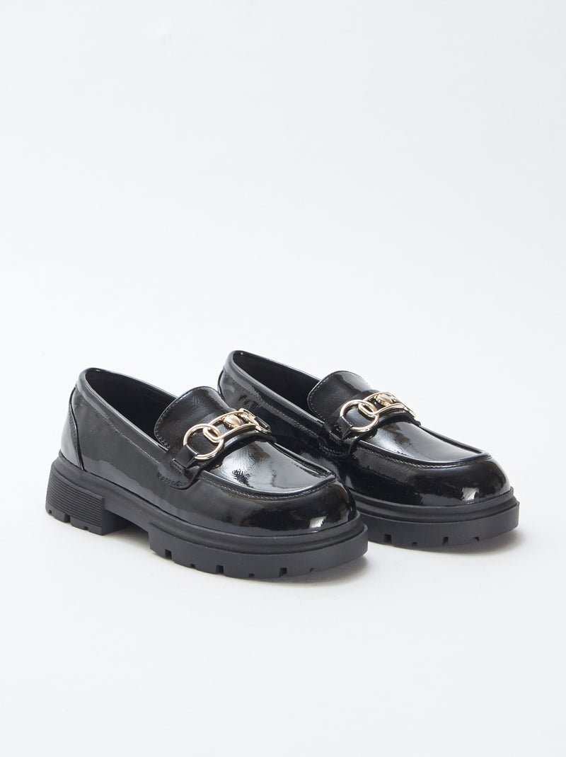 Mocassini vernice con fibbia dorata Nero - Kiabi