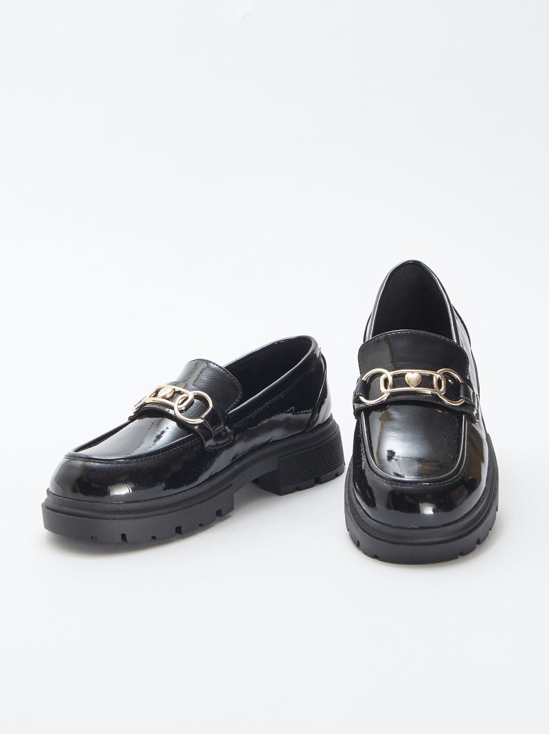Mocassini vernice con fibbia dorata Nero - Kiabi