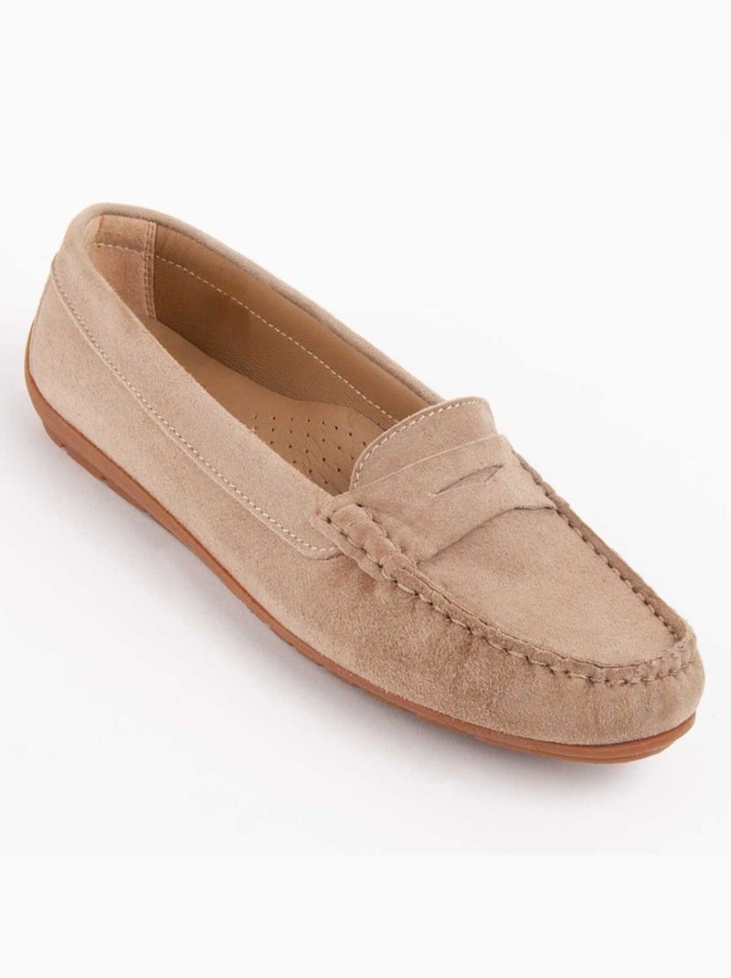 Mocassino Pelle Naturale Purapiel Beige - Kiabi