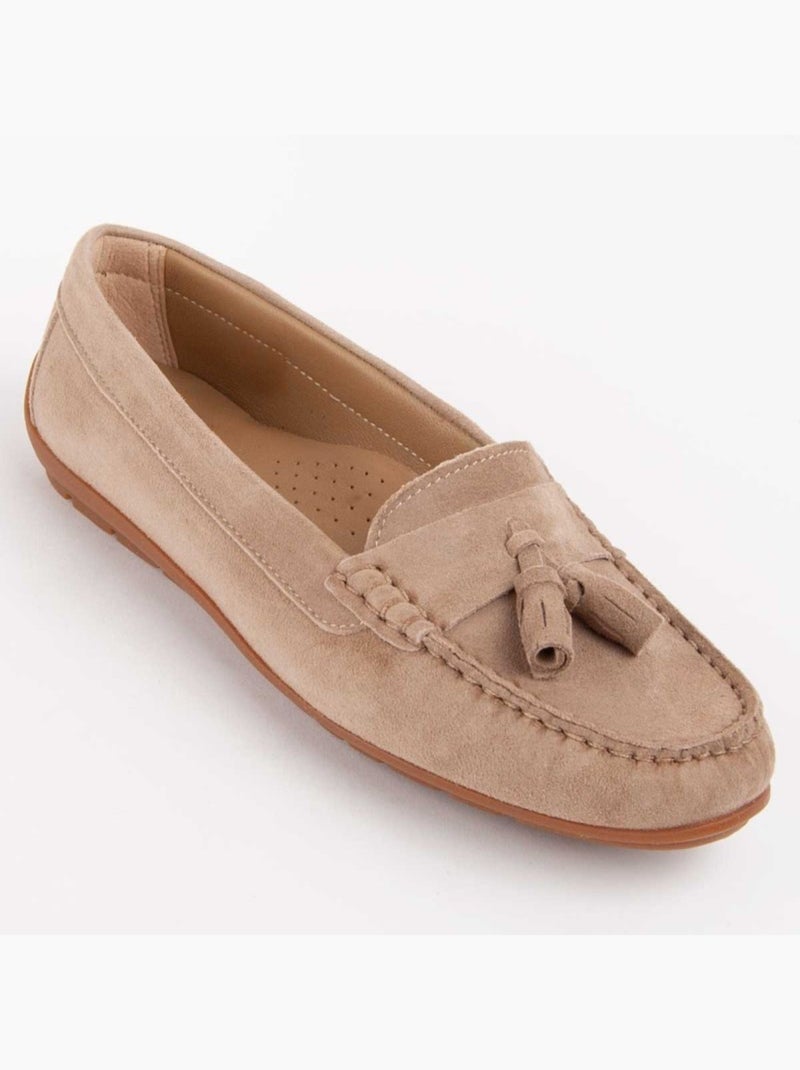 Mocassino Pelle Naturale Purapiel Beige - Kiabi