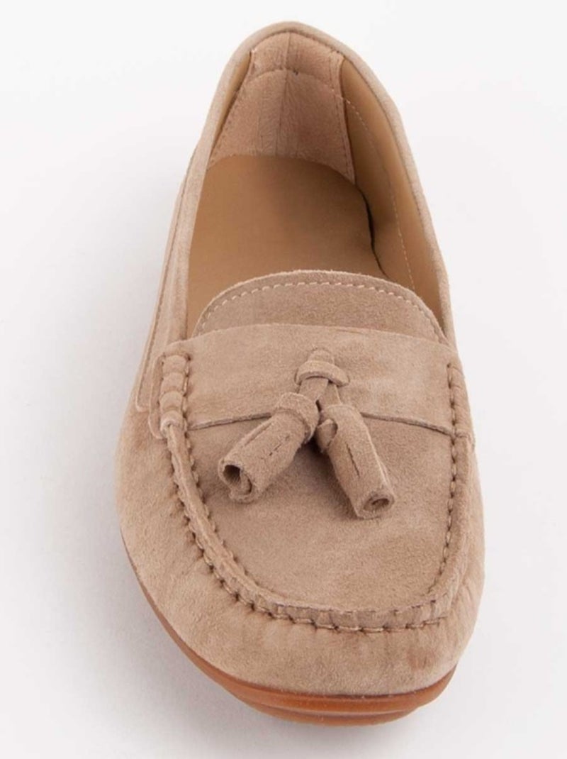 Mocassino Pelle Naturale Purapiel Beige - Kiabi