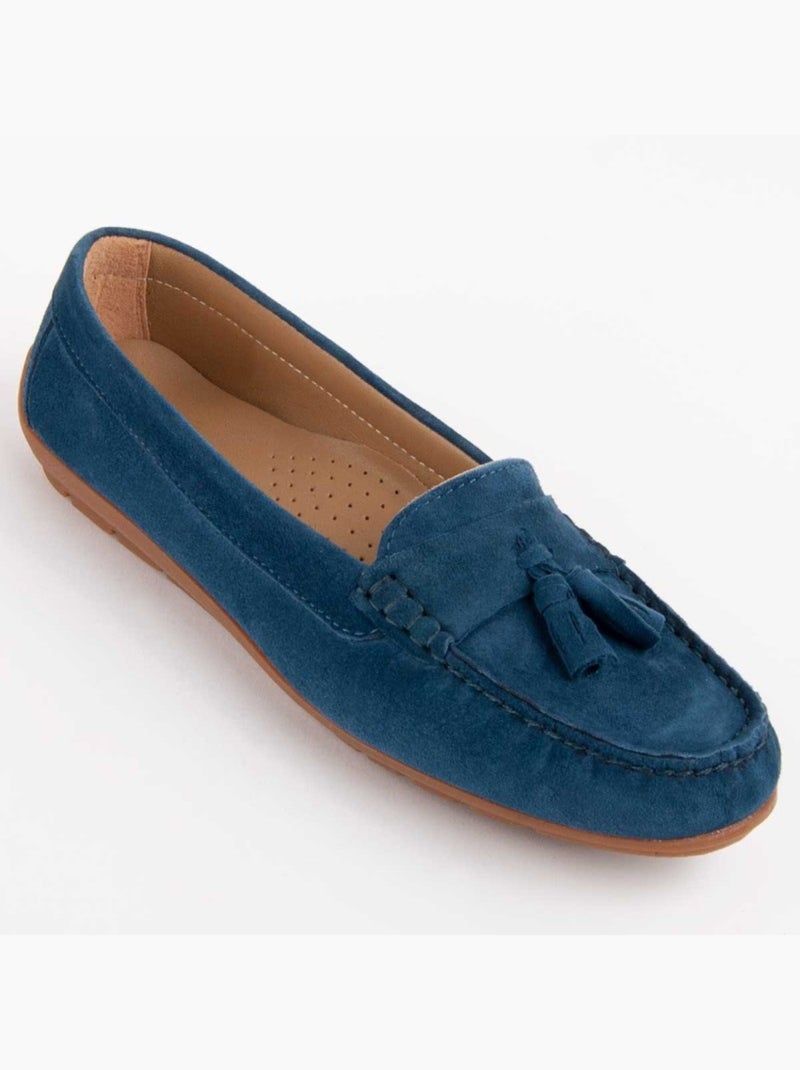 Mocassino Pelle Naturale Purapiel Blu - Kiabi