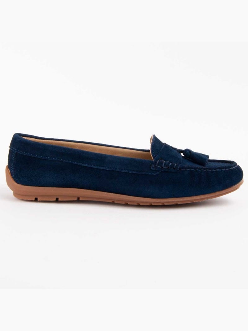 Mocassino Pelle Naturale Purapiel Blu - Kiabi