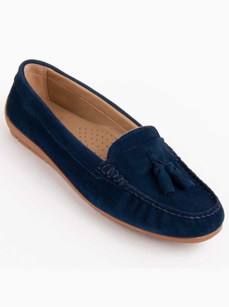 Mocassino Pelle Naturale Purapiel Blu - Kiabi