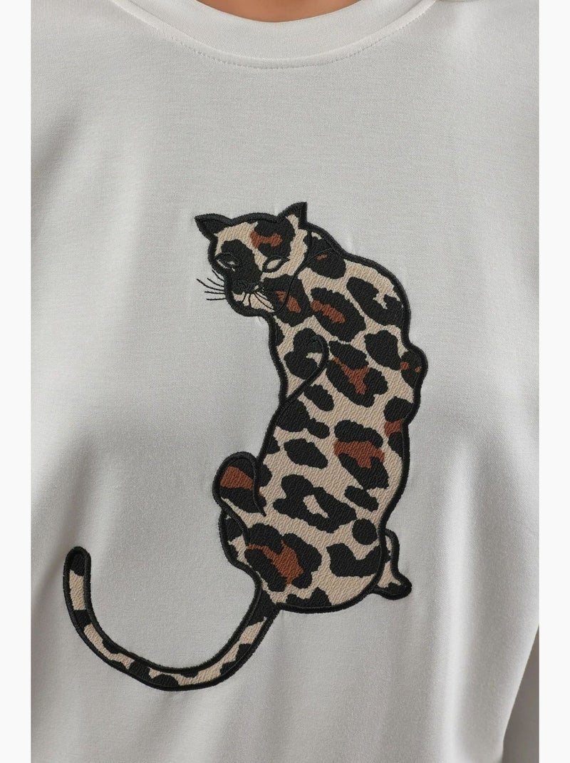 Modal touch set due pezzi con motivo leopardato hiccup Avorio - Kiabi