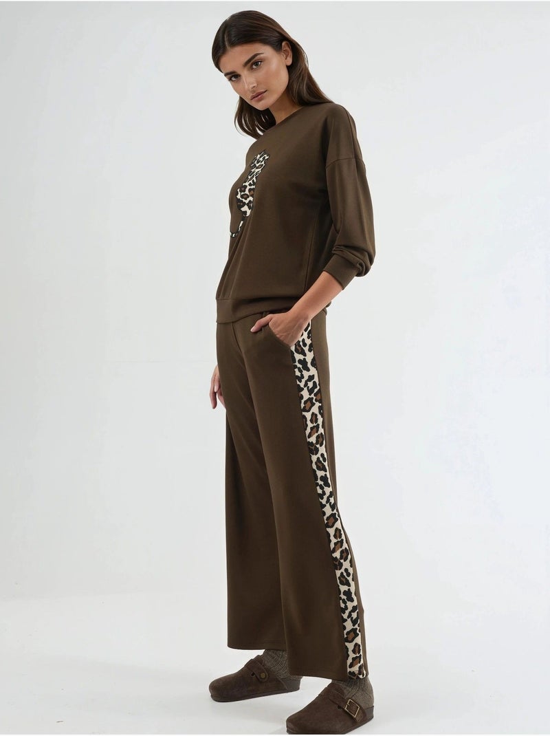 Modal touch set due pezzi con motivo leopardato hiccup Marrone scuro - Kiabi