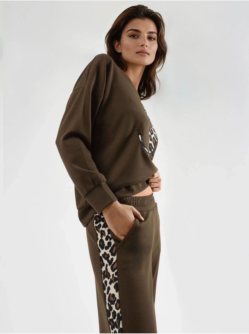 Modal touch set due pezzi con motivo leopardato hiccup Marrone scuro - Kiabi