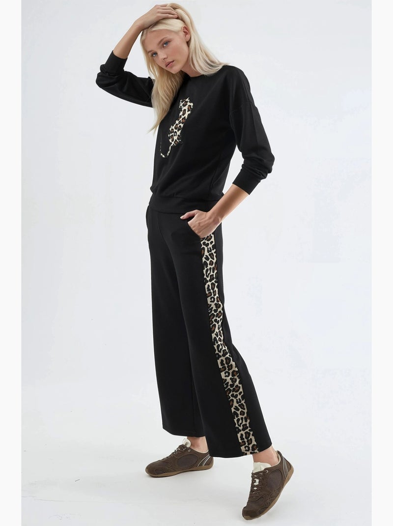 Modal touch set due pezzi con motivo leopardato hiccup Nero - Kiabi