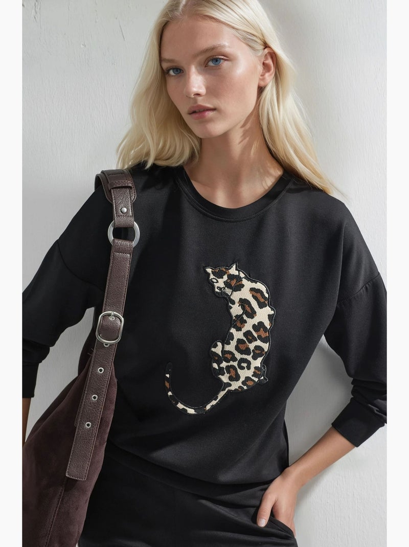 Modal touch set due pezzi con motivo leopardato hiccup Nero - Kiabi