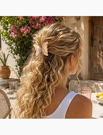 Molletta a farfalla per capelli in resina marmorizzata
