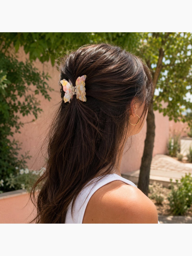 Molletta a farfalla per capelli in resina marmorizzata Rosato - Kiabi