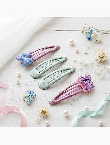 Mollette per capelli bambino multicolori Stitch : lotto di 4 mollette