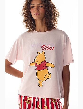Monday vibes pigiama con stampa orso e maniche corte penti