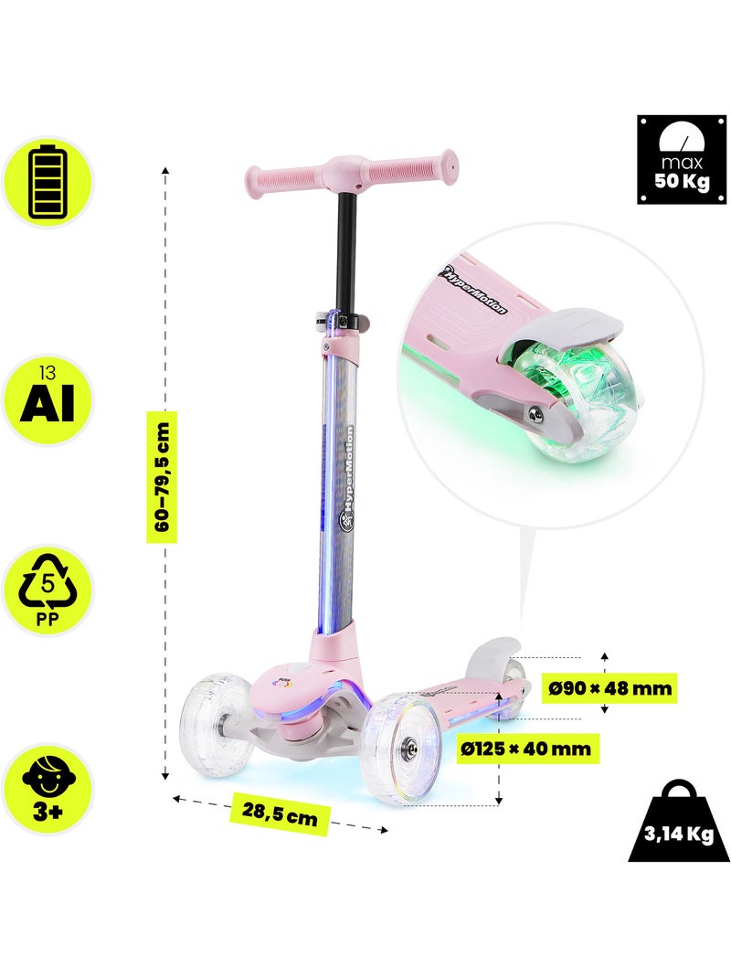 Monopattino 3 ruote HyperMotion BECKY LED Rosa - Kiabi