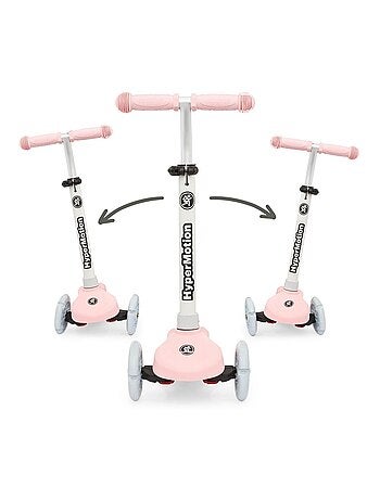 Monopattino 3 ruote LED rosa regolabile 50kg HyperMotion