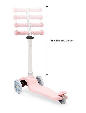 Monopattino 3 ruote LED rosa regolabile 50kg HyperMotion