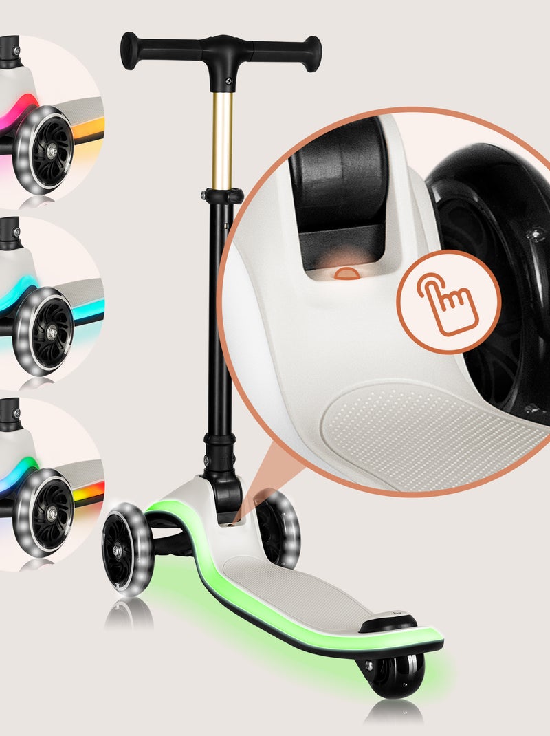 Monopattino 3 Ruote LIONELO Mey - Ruote Luminose - Pieghevole - Regolabile - Cestino Beige - Kiabi