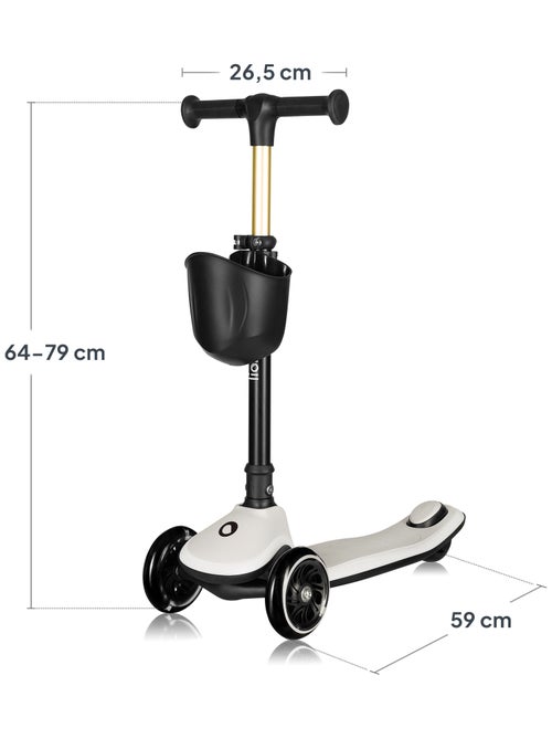 Monopattino 3 Ruote LIONELO Mey - Ruote Luminose - Pieghevole - Regolabile - Cestino - Kiabi