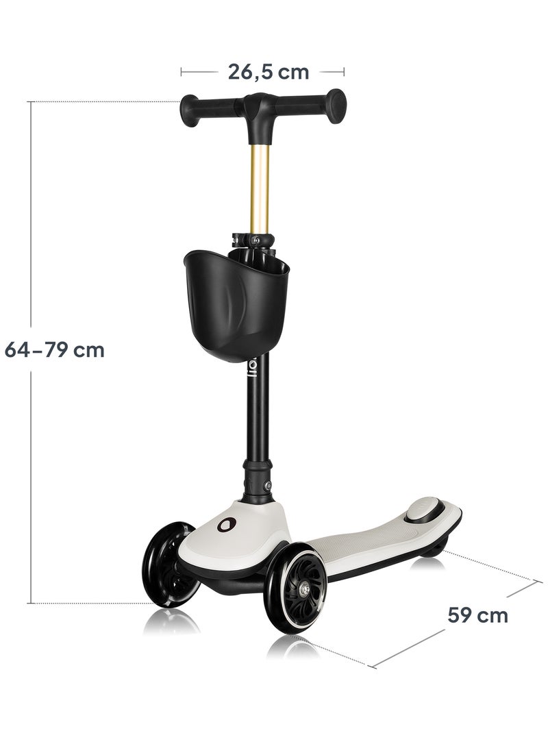 Monopattino 3 Ruote LIONELO Mey - Ruote Luminose - Pieghevole - Regolabile - Cestino Beige - Kiabi