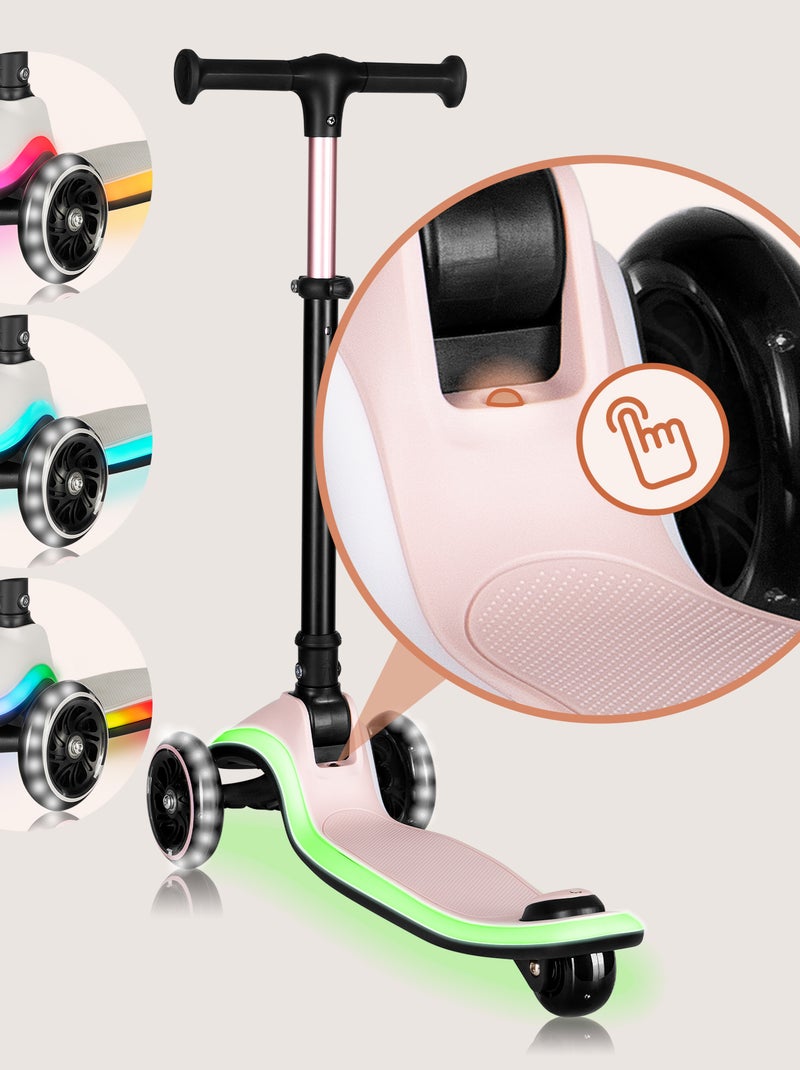 Monopattino 3 Ruote LIONELO Mey - Ruote Luminose - Pieghevole - Regolabile - Cestino Rosa - Kiabi