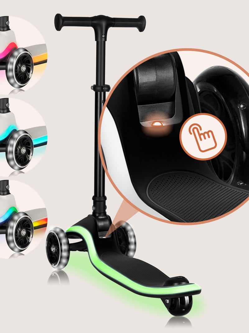 Monopattino a 3 ruote LIONELO Mey - Ruote luminose - Pieghevole - Altezza regolabile - Cestino inclu Nero - Kiabi