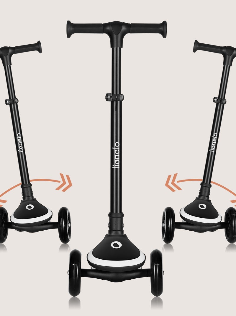 Monopattino a 3 ruote LIONELO Mey - Ruote luminose - Pieghevole - Altezza regolabile - Cestino inclu Nero - Kiabi
