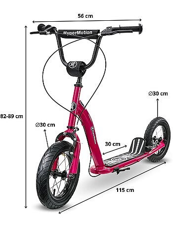 Monopattino bambini hypermotion ruby 12.2 con ruote gonfiabili e freni a mano