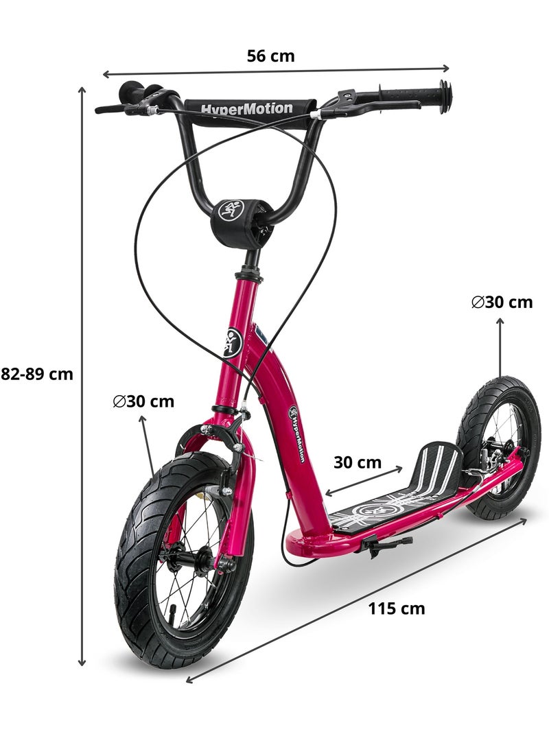Monopattino bambini hypermotion ruby 12.2 con ruote gonfiabili e freni a mano Rosso - Kiabi