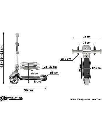 Monopattino bambino evolutivo 3 in 1 con seduta manubrio regolabile 2-6