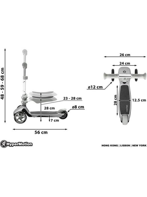 Monopattino bambino evolutivo 3 in 1 con seduta manubrio regolabile 2-6 - Kiabi