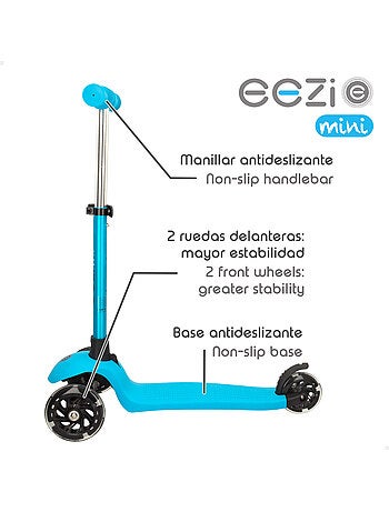 Monopattino eezi blu a 3 ruote con manubrio rimovibile