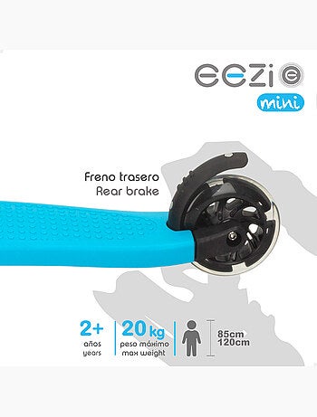 Monopattino eezi blu a 3 ruote con manubrio rimovibile