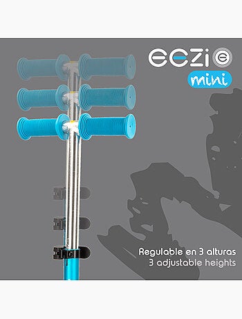 Monopattino eezi blu a 3 ruote con manubrio rimovibile